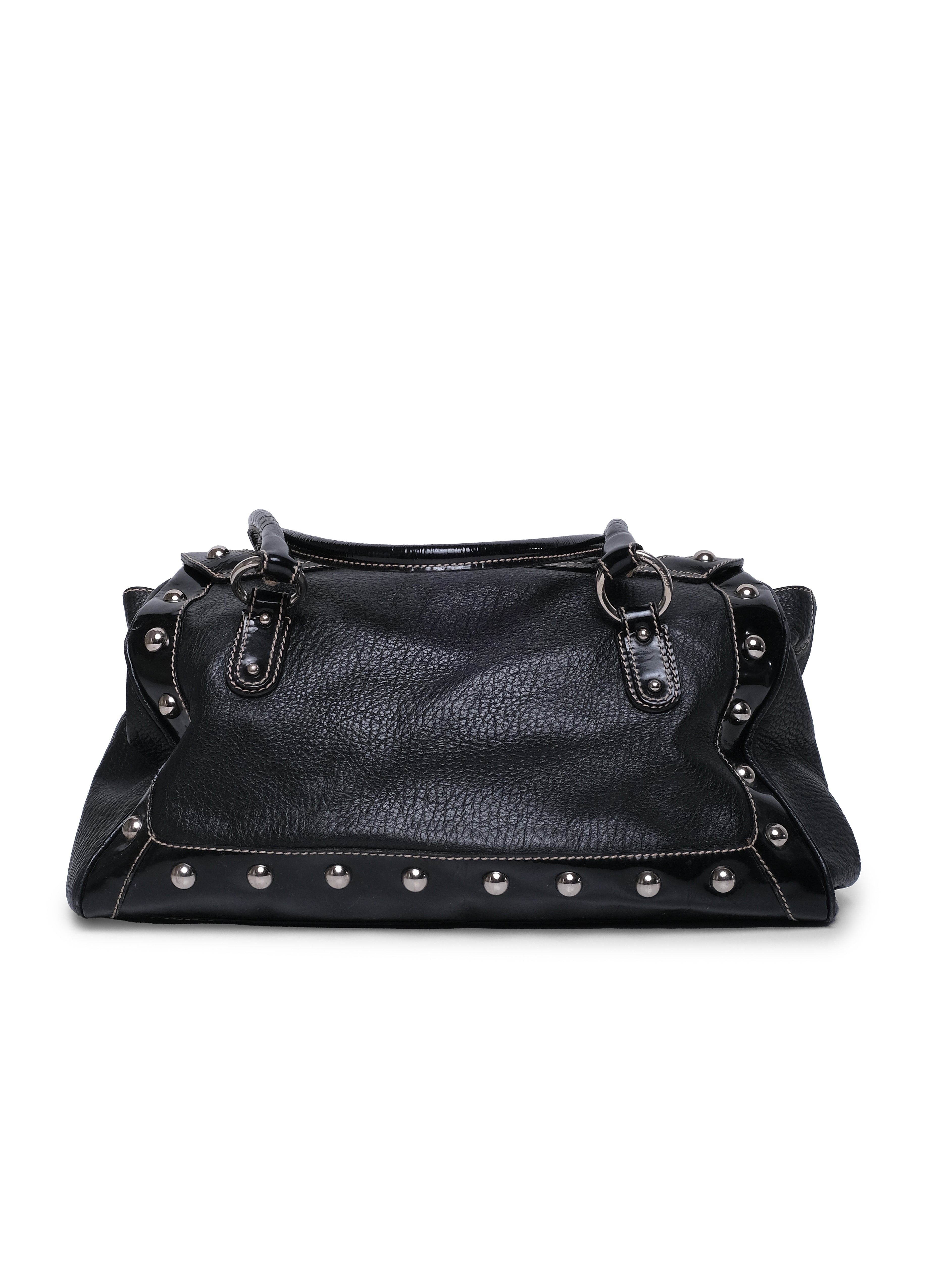 DOLCE & GABBANA STUDDED LEATHER SATCHEL BAG
