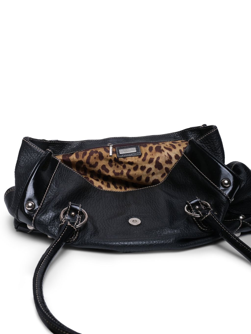 DOLCE & GABBANA STUDDED LEATHER SATCHEL BAG