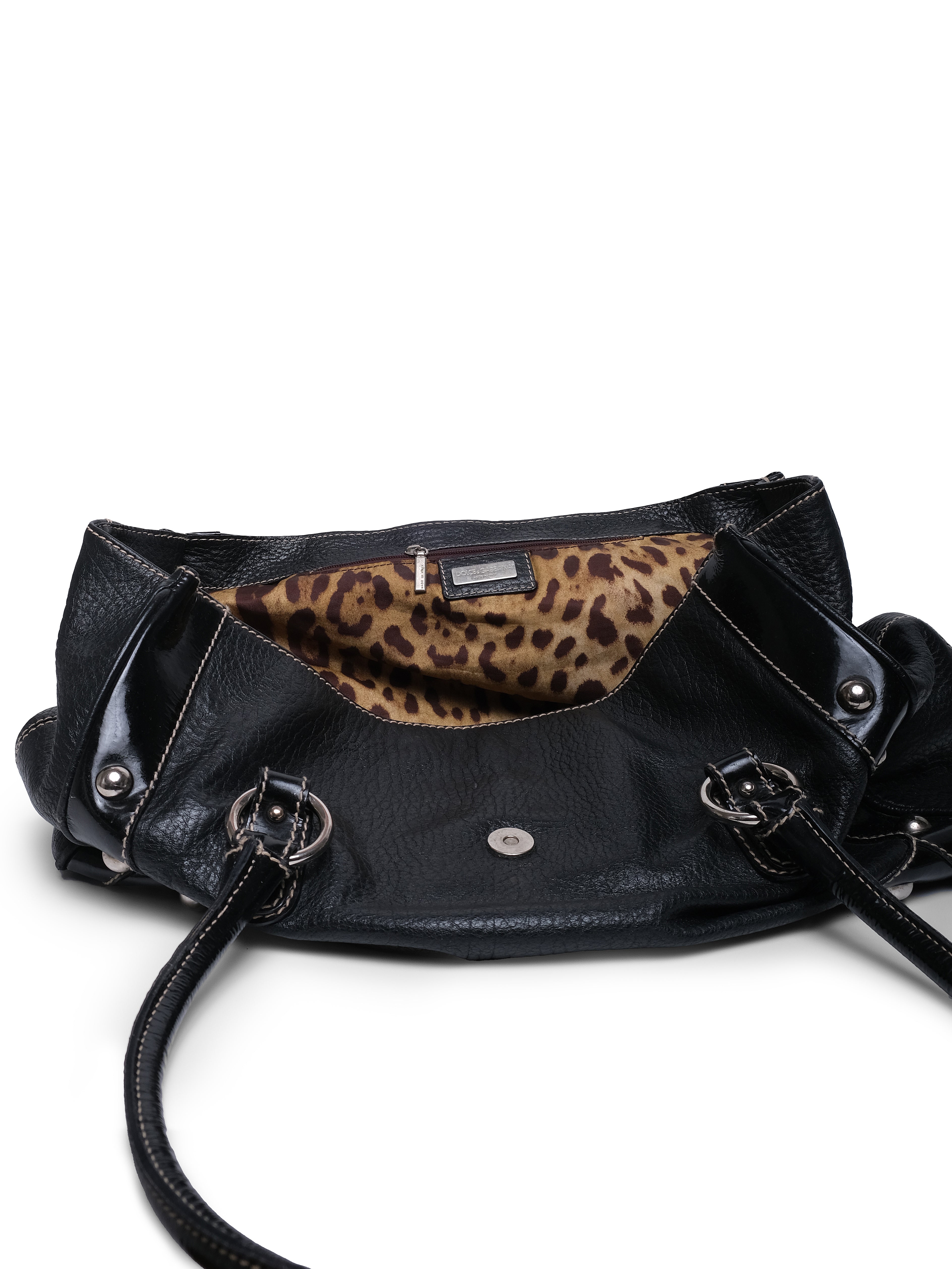 DOLCE & GABBANA STUDDED LEATHER SATCHEL BAG