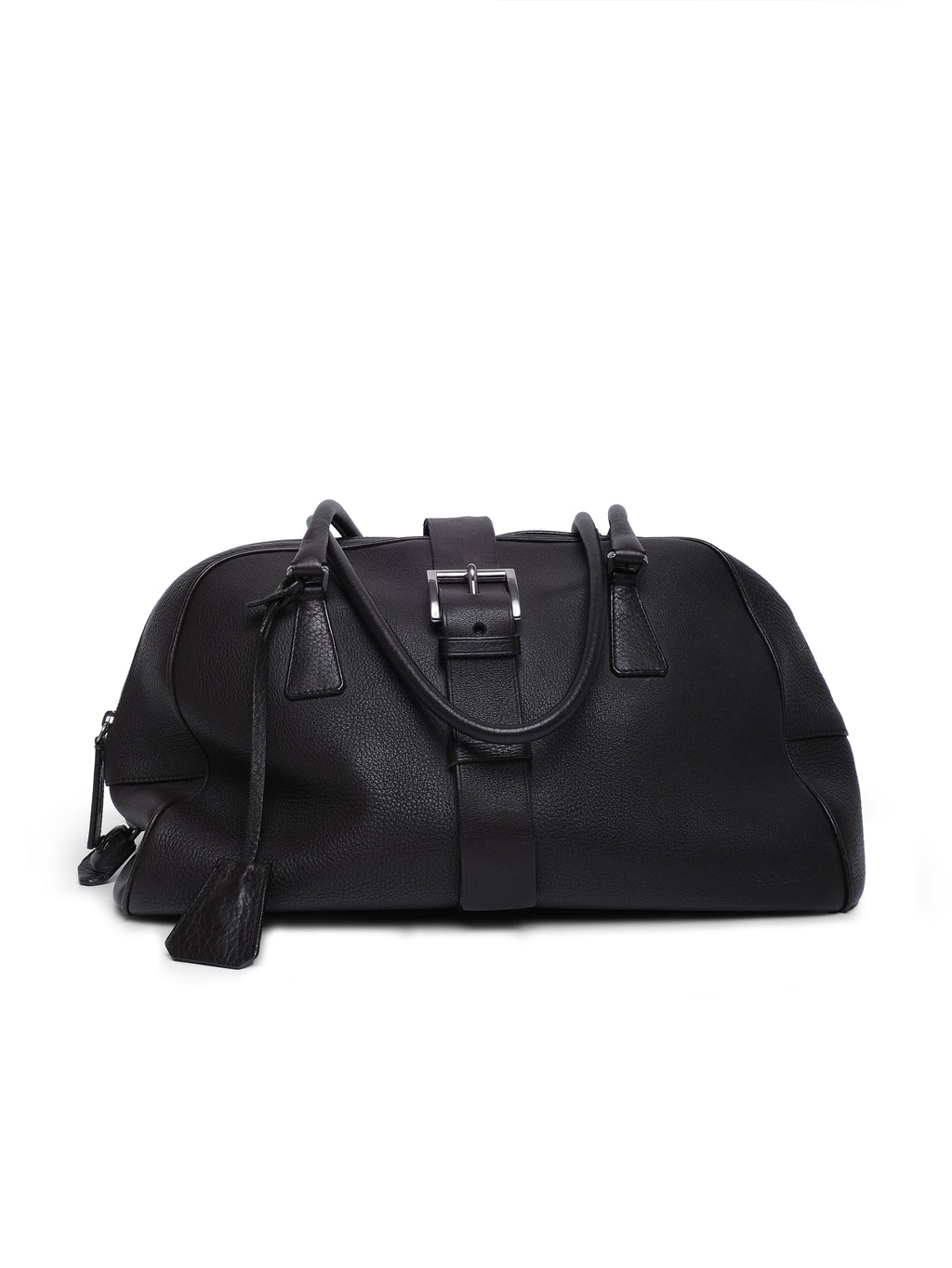PRADA TEXTURED LEATHER BOWLING BAG