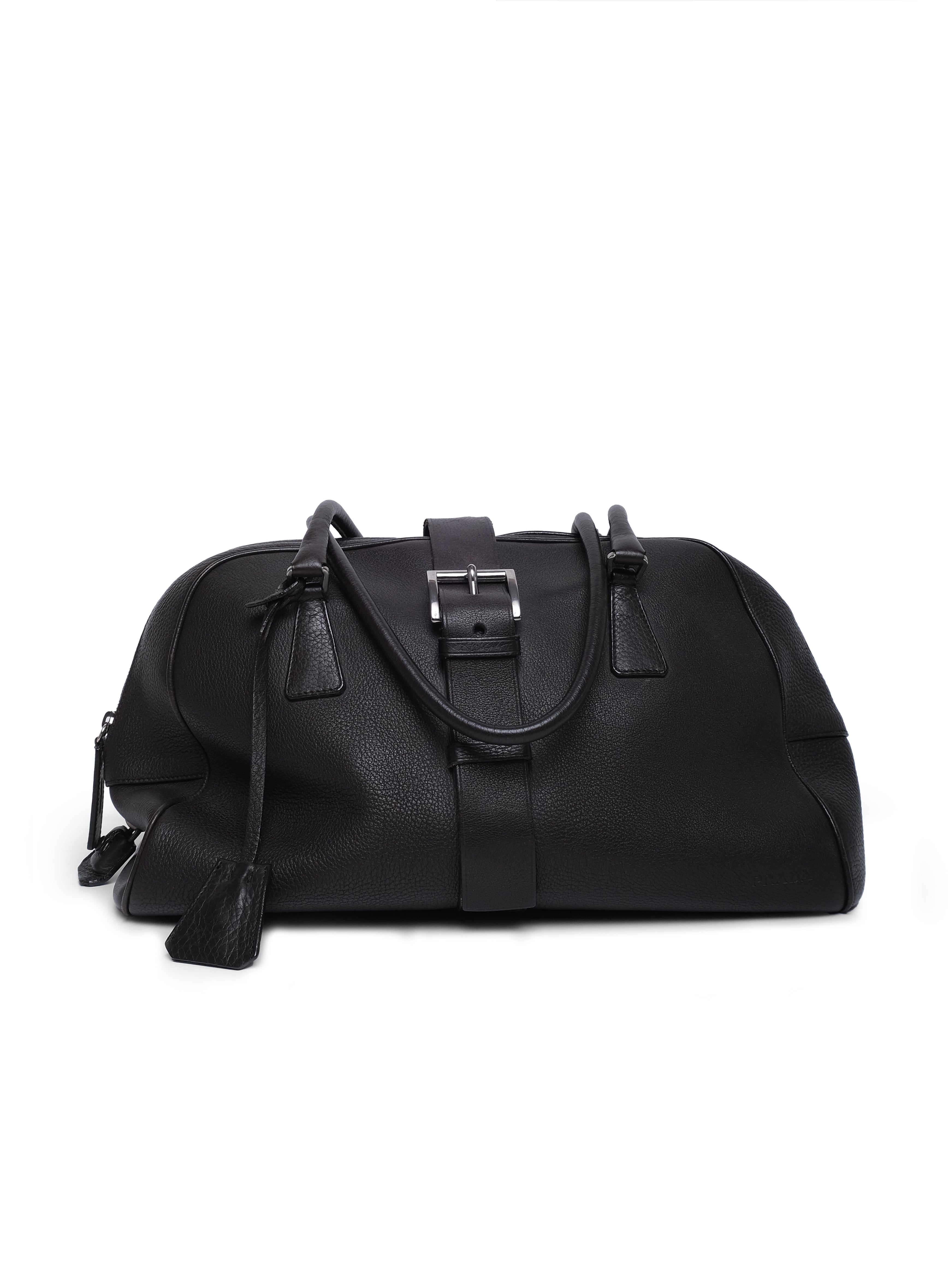 PRADA TEXTURED LEATHER BOWLING BAG
