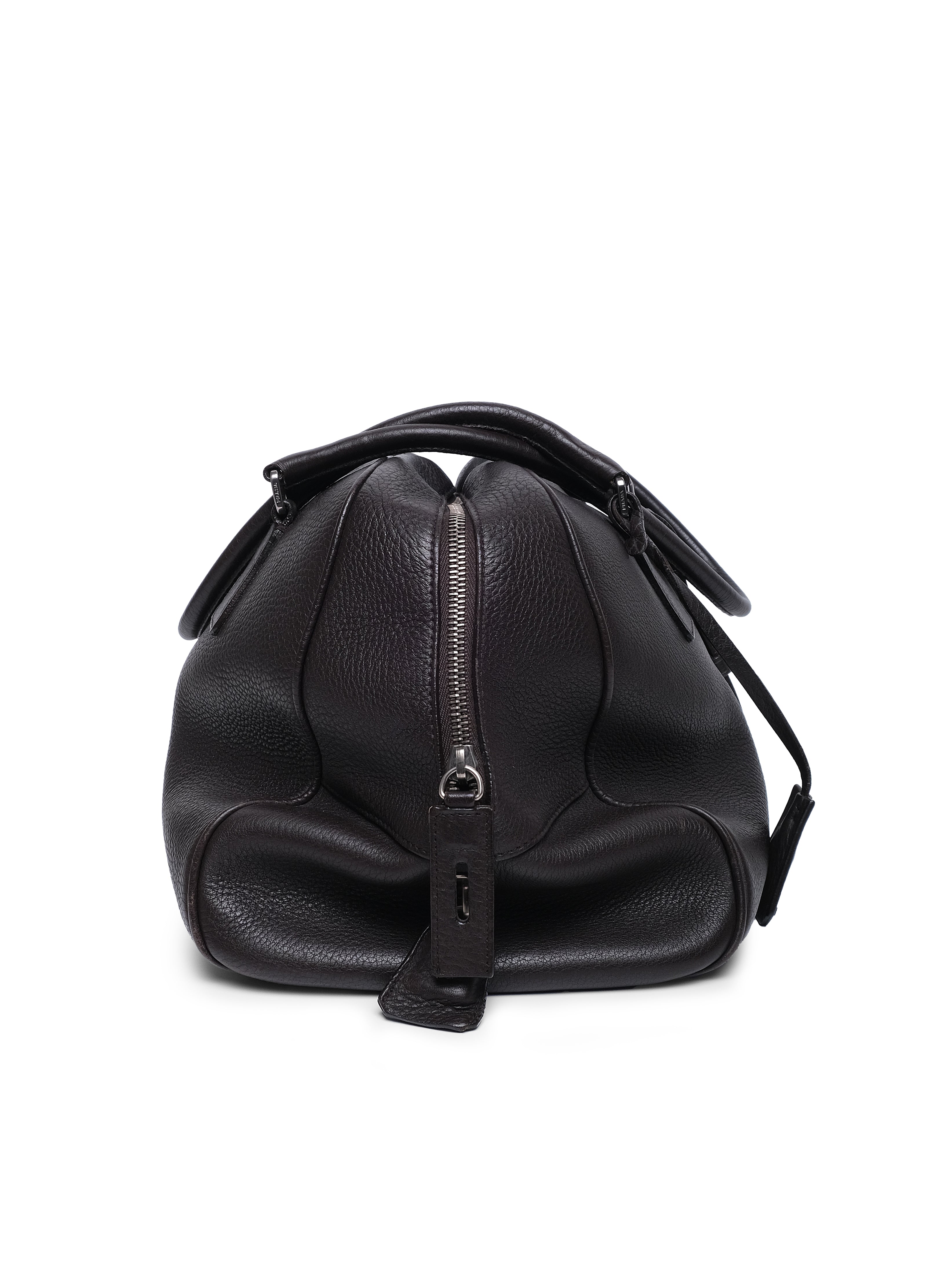 PRADA TEXTURED LEATHER BOWLING BAG