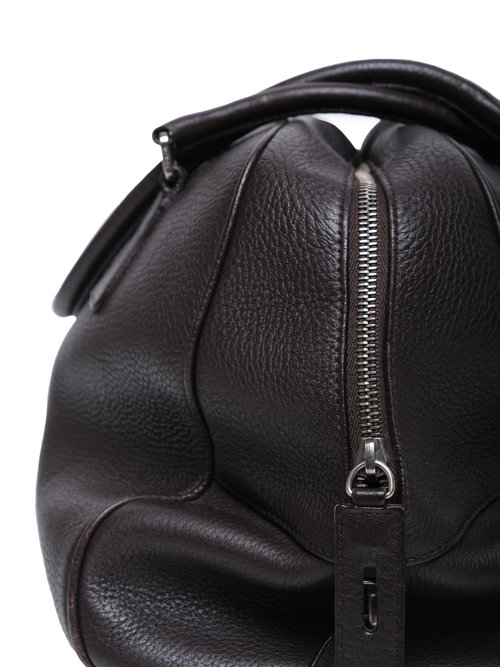 PRADA TEXTURED LEATHER BOWLING BAG