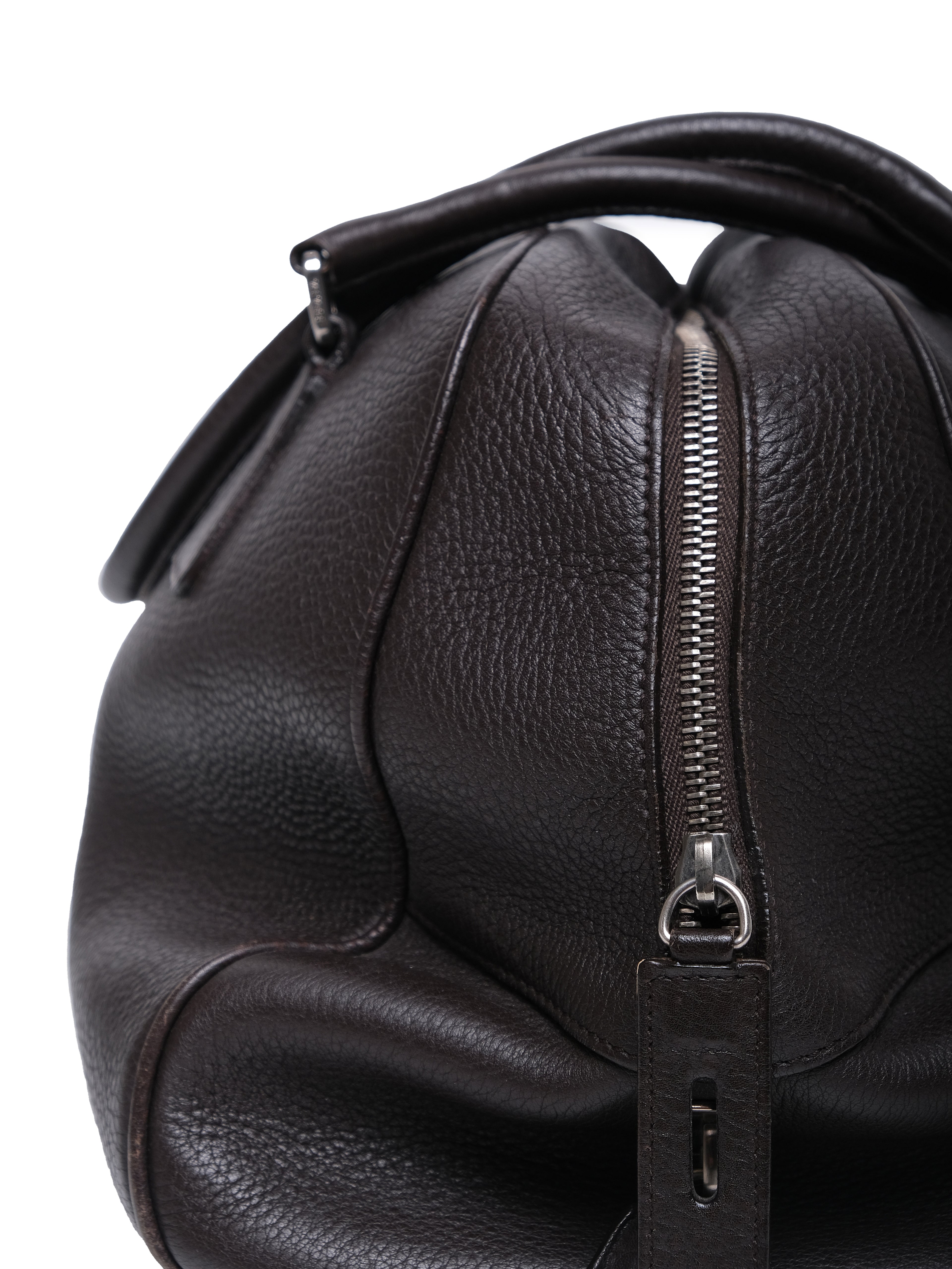 PRADA TEXTURED LEATHER BOWLING BAG