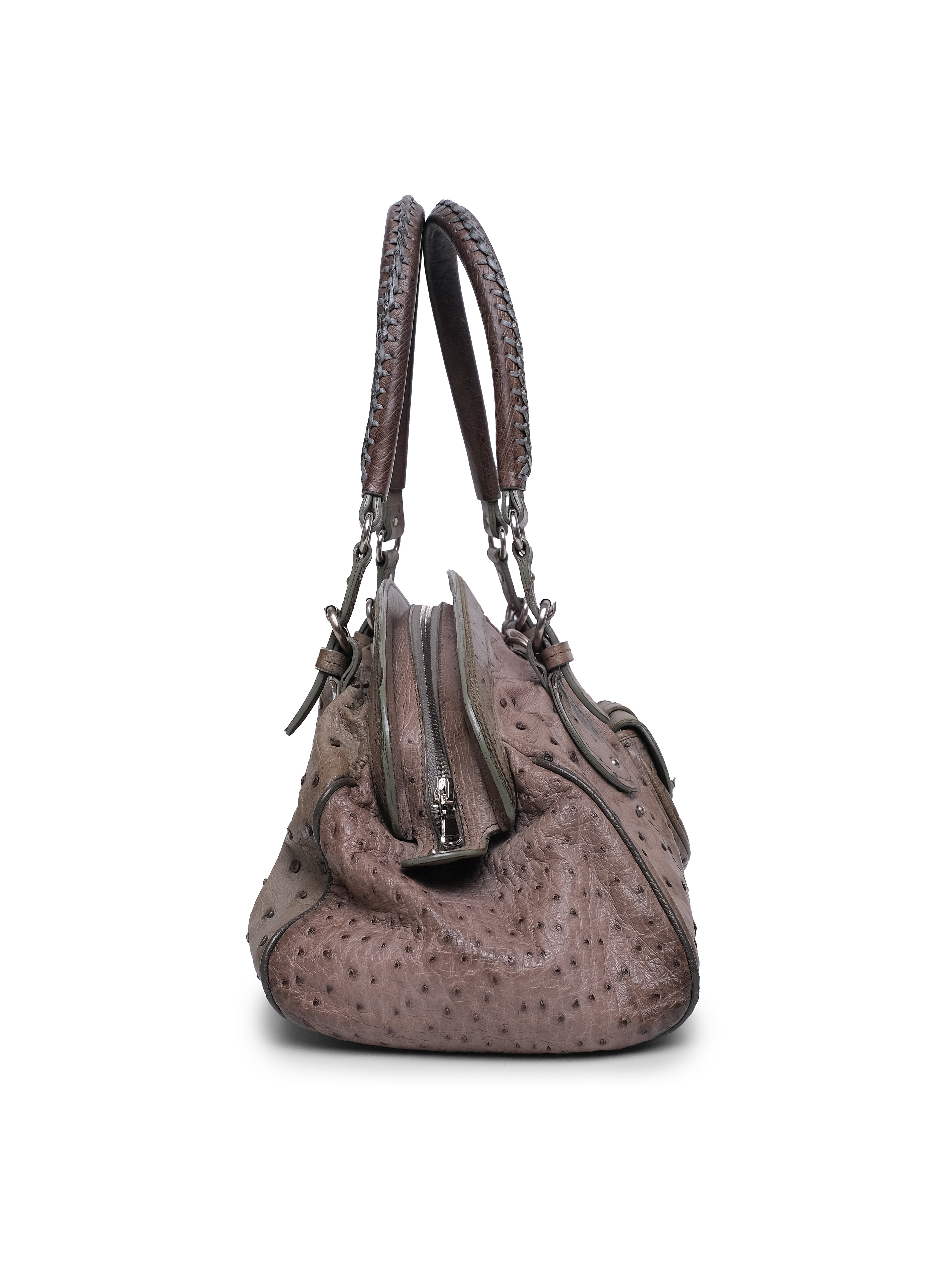 CHRISTIAN DIOR DETECTIVE FRAME OSTRICH LEATHER SATCHEL BAG