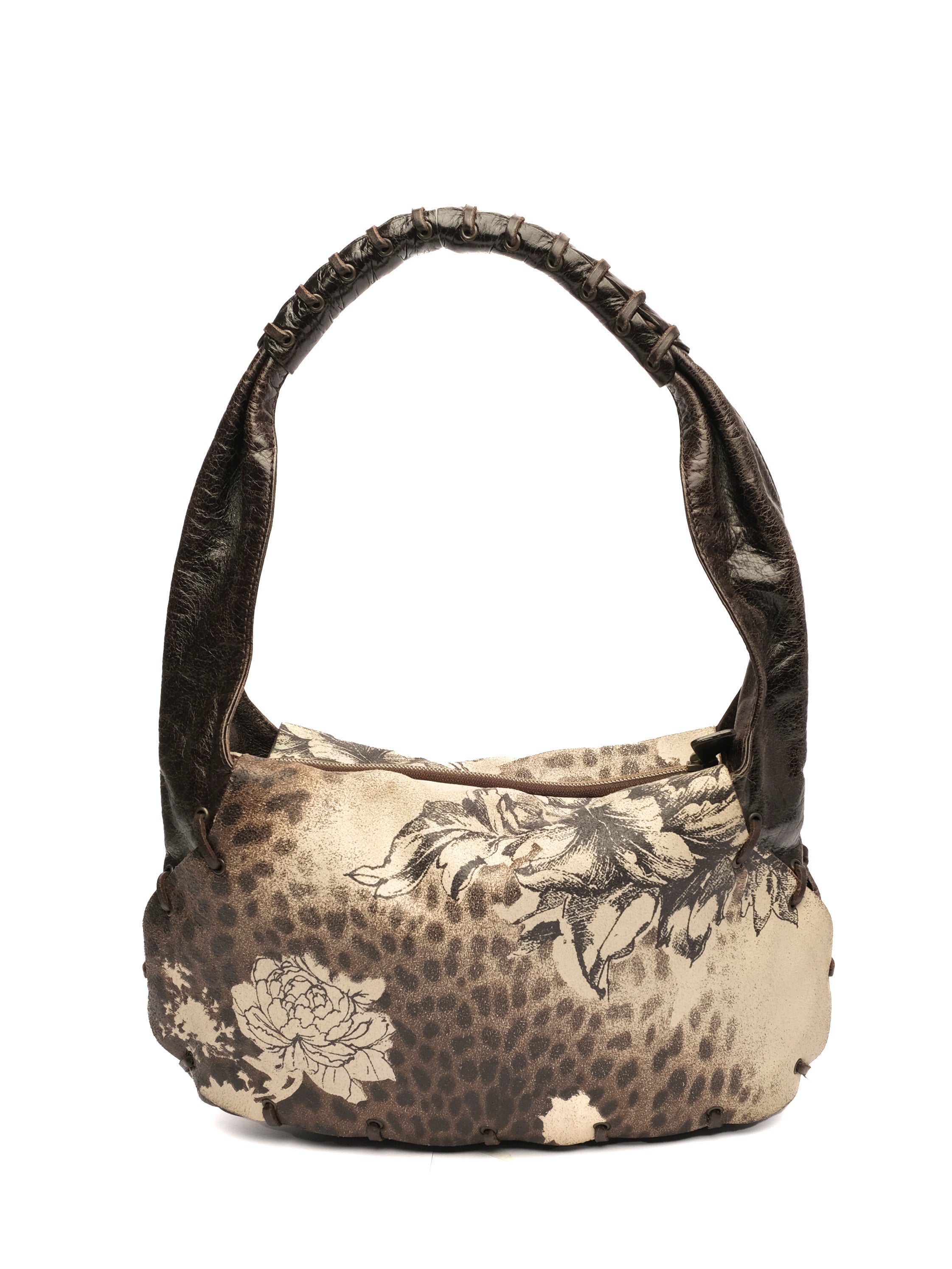 ROBERTO CAVALLI FLORAL LEOPARD LACED BAG
