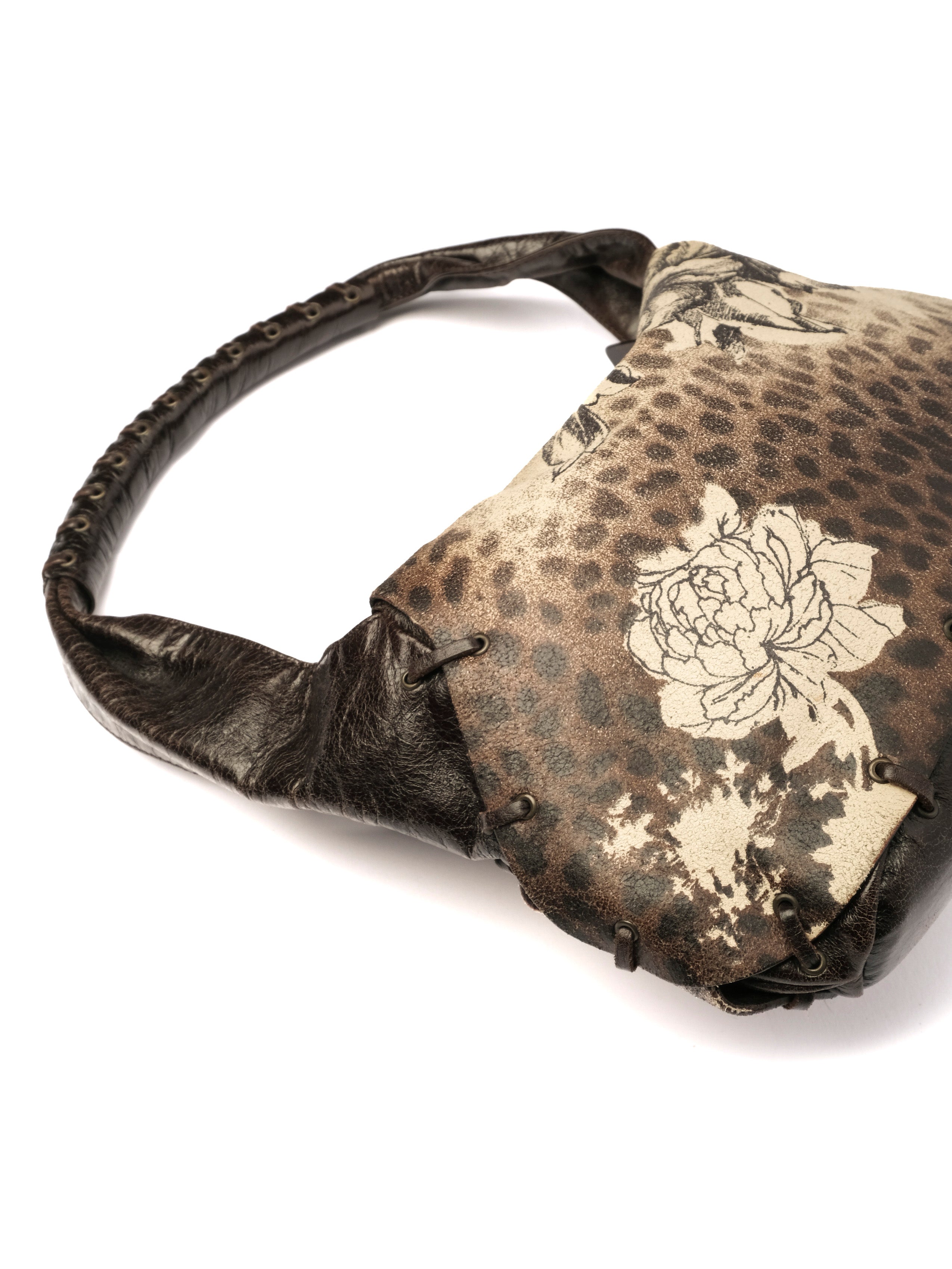 ROBERTO CAVALLI FLORAL LEOPARD LACED BAG