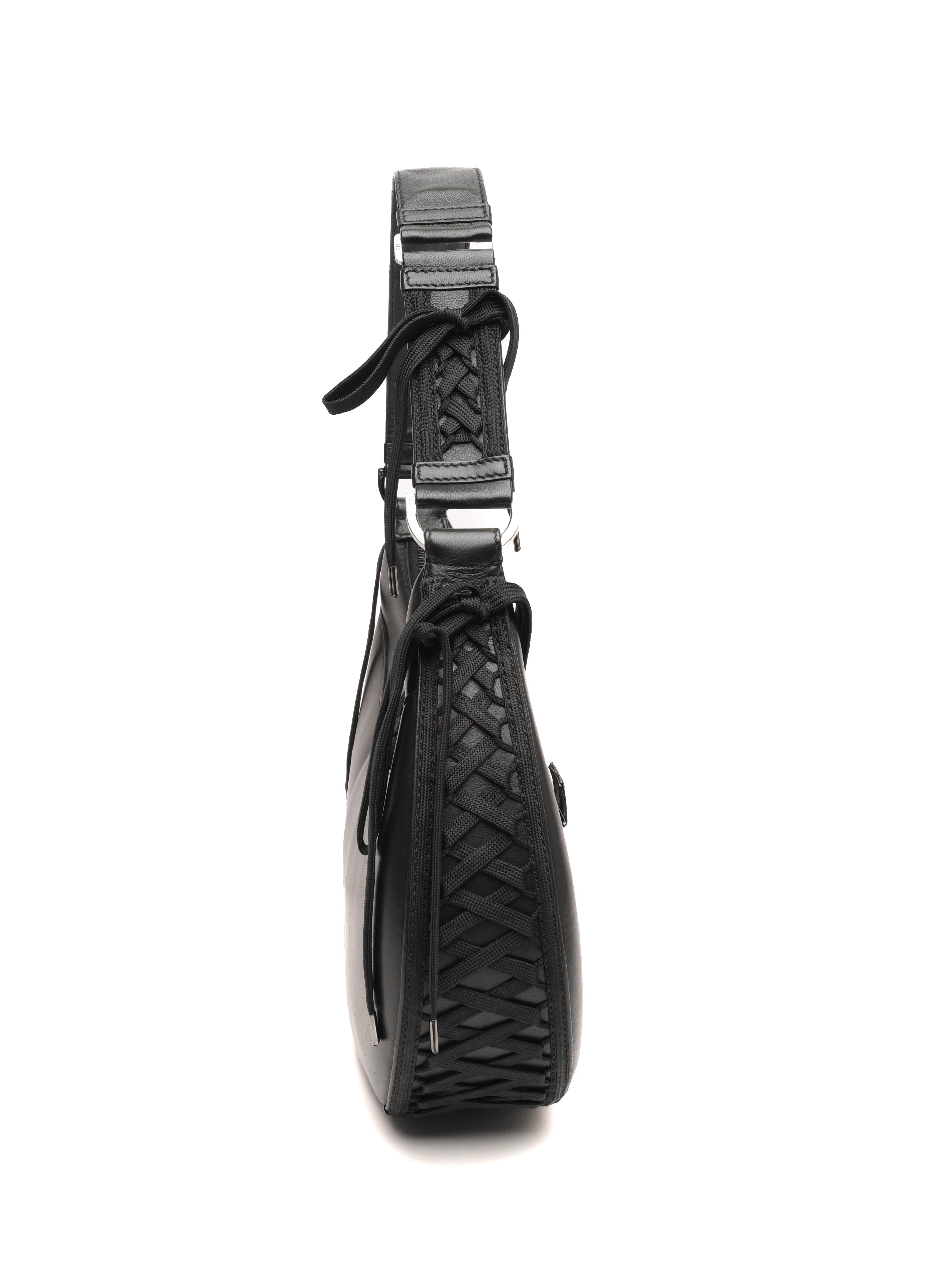 CHRISTIAN DIOR  LACE UP ADMIT IT LEATHER HOBO BAG