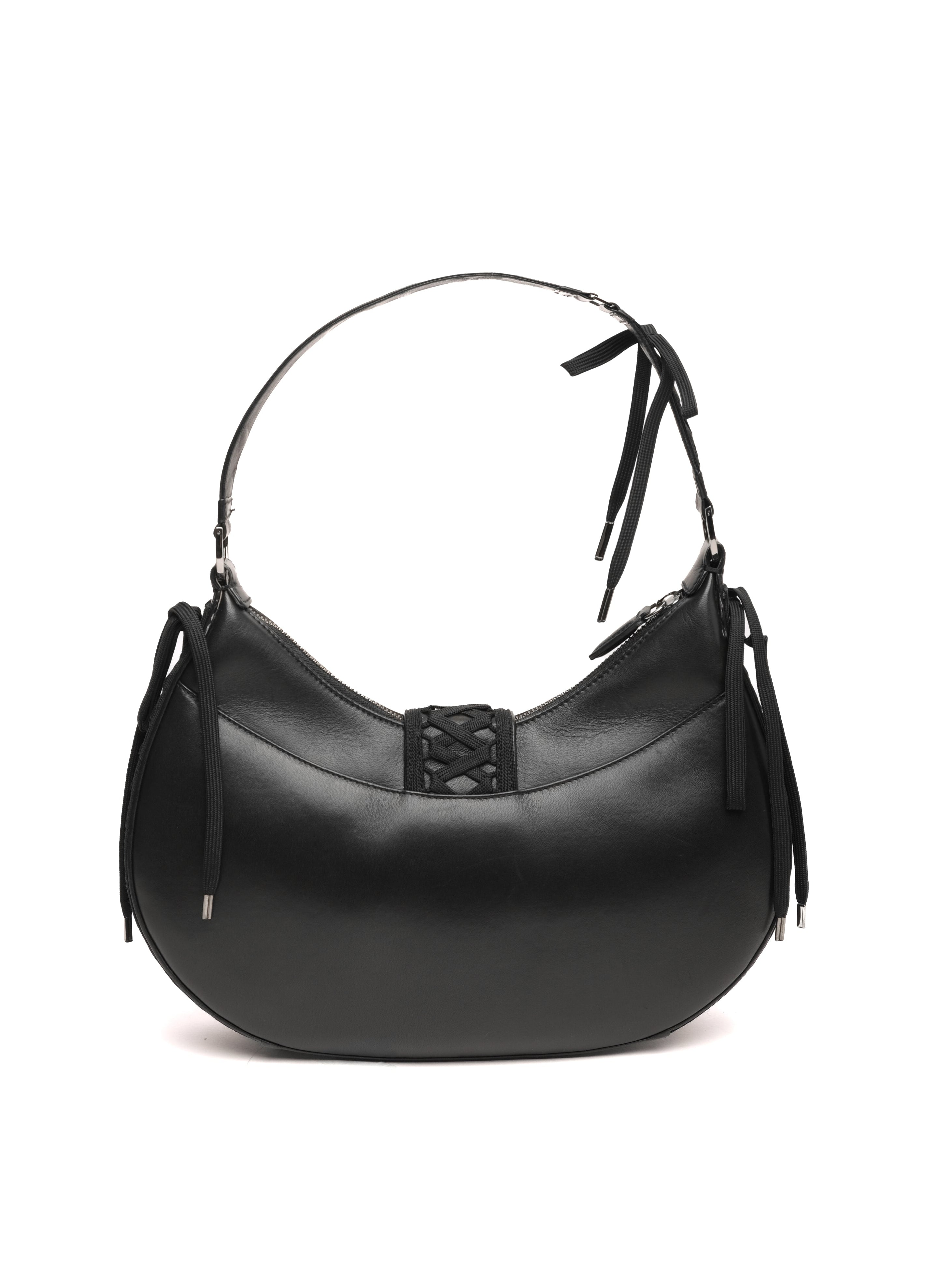 CHRISTIAN DIOR  LACE UP ADMIT IT LEATHER HOBO BAG