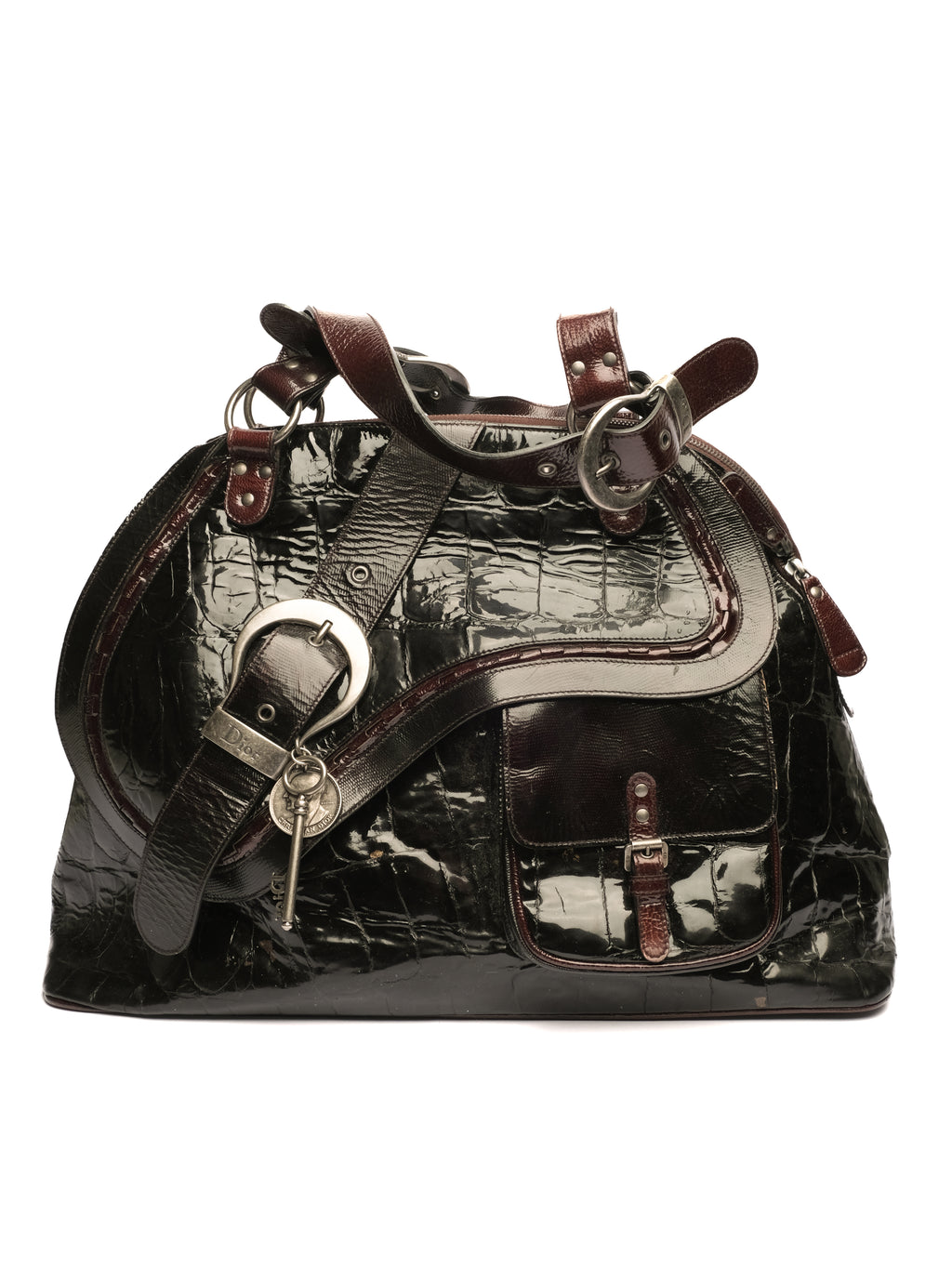 CHRISTIAN DIOR  GAUCHO PATENT LEATHER DOME BAG
