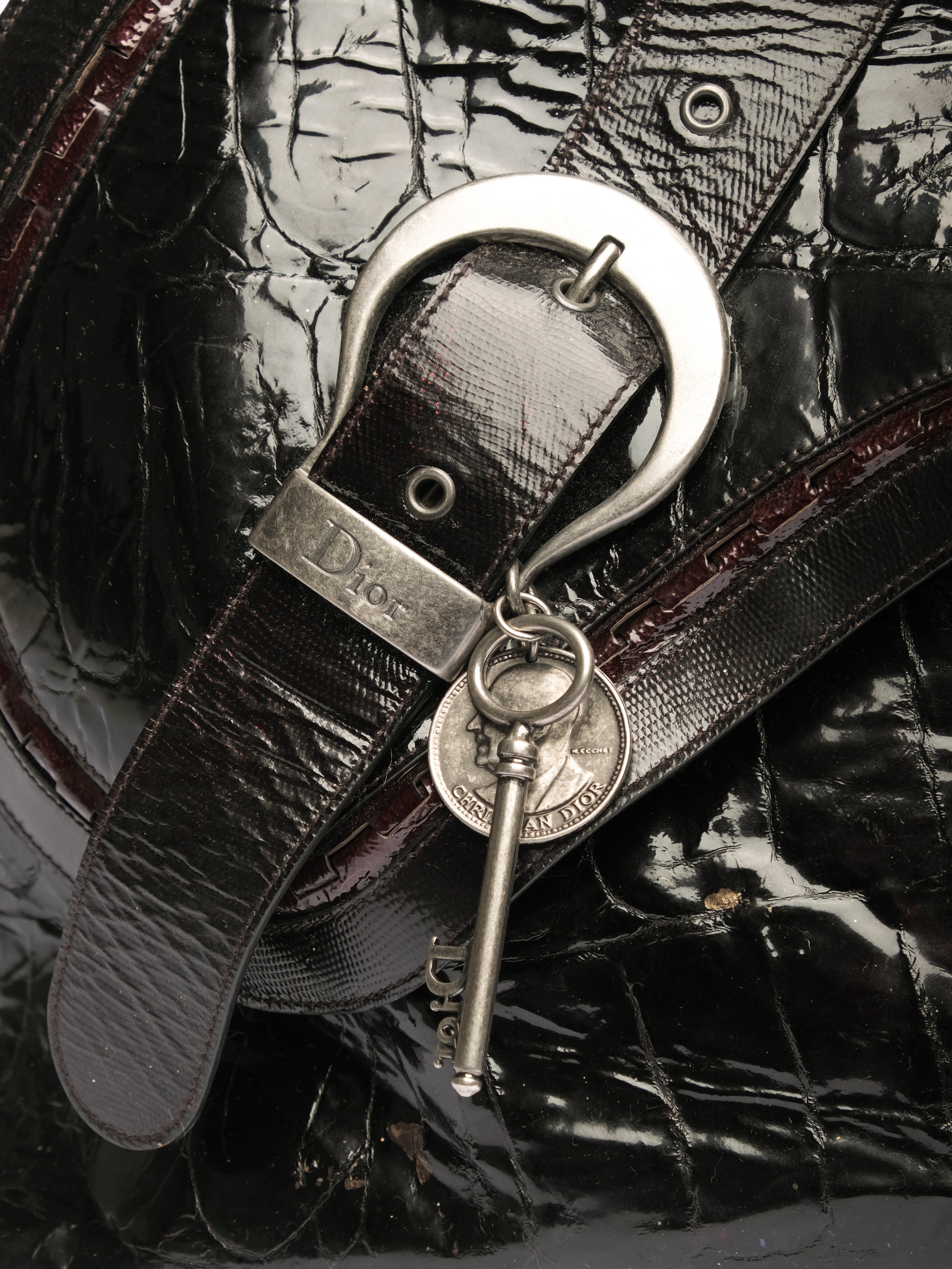 CHRISTIAN DIOR  GAUCHO PATENT LEATHER DOME BAG