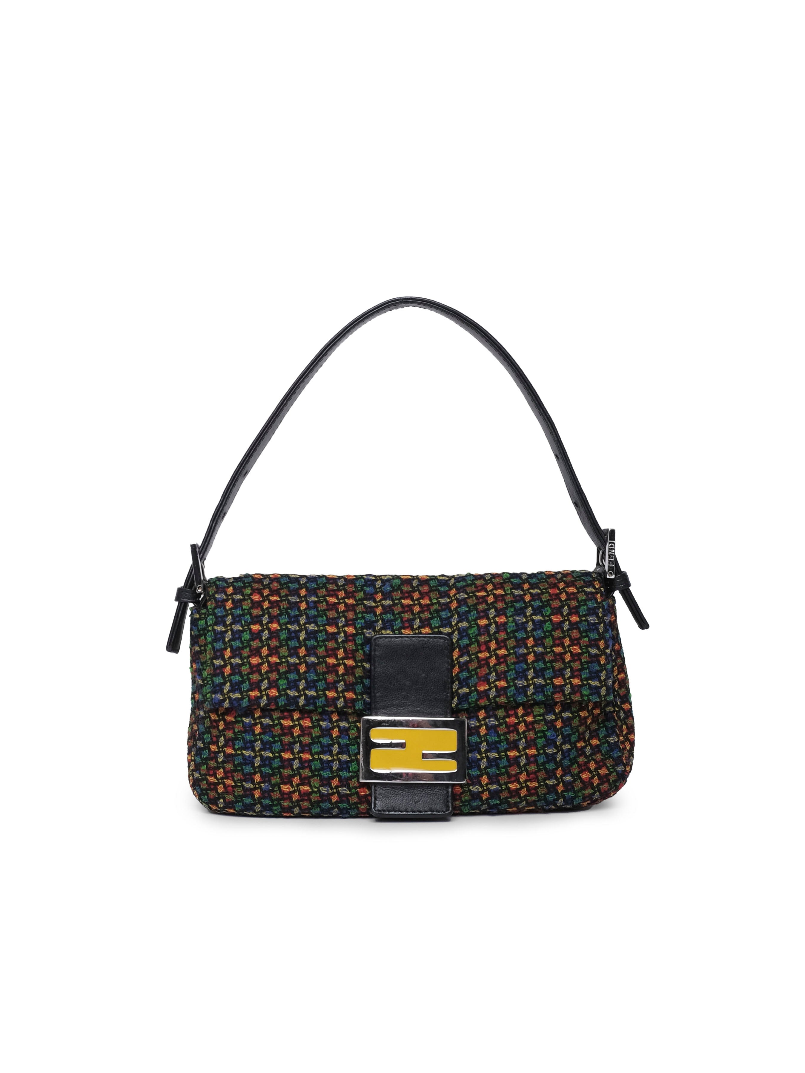 FENDI MULTICOLOR TWEED BAGUETTE BAG