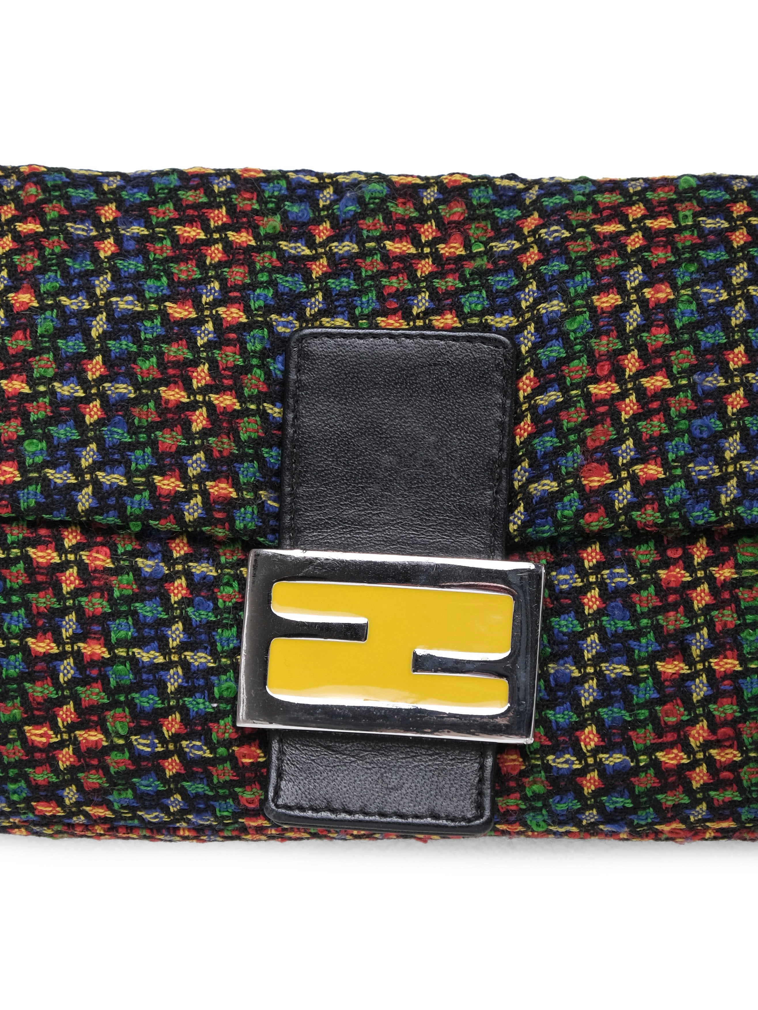 FENDI MULTICOLOR TWEED BAGUETTE BAG