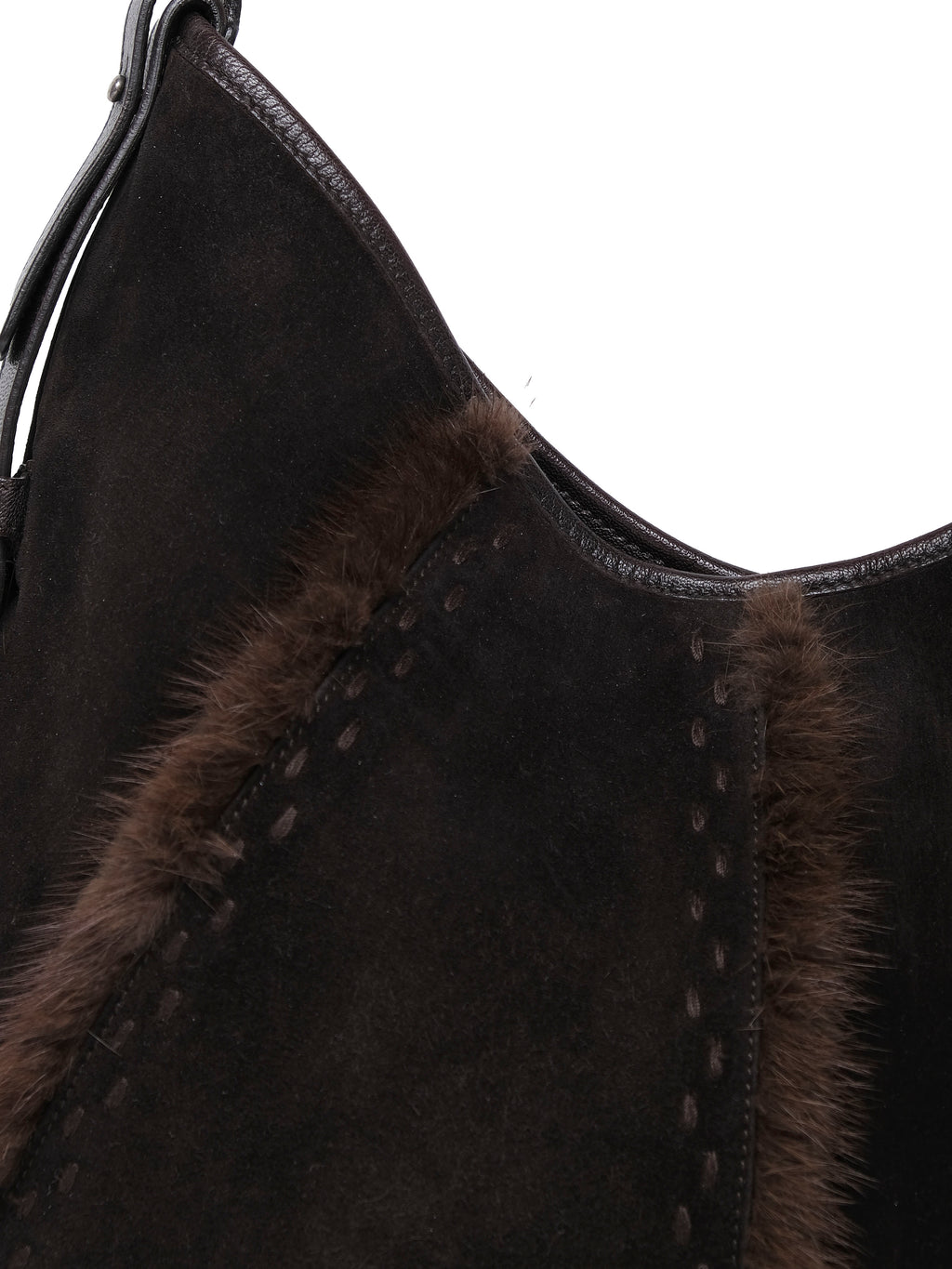 YVES SAINT LAURENT SUEDE & FUR MOMBASA HANDBAG