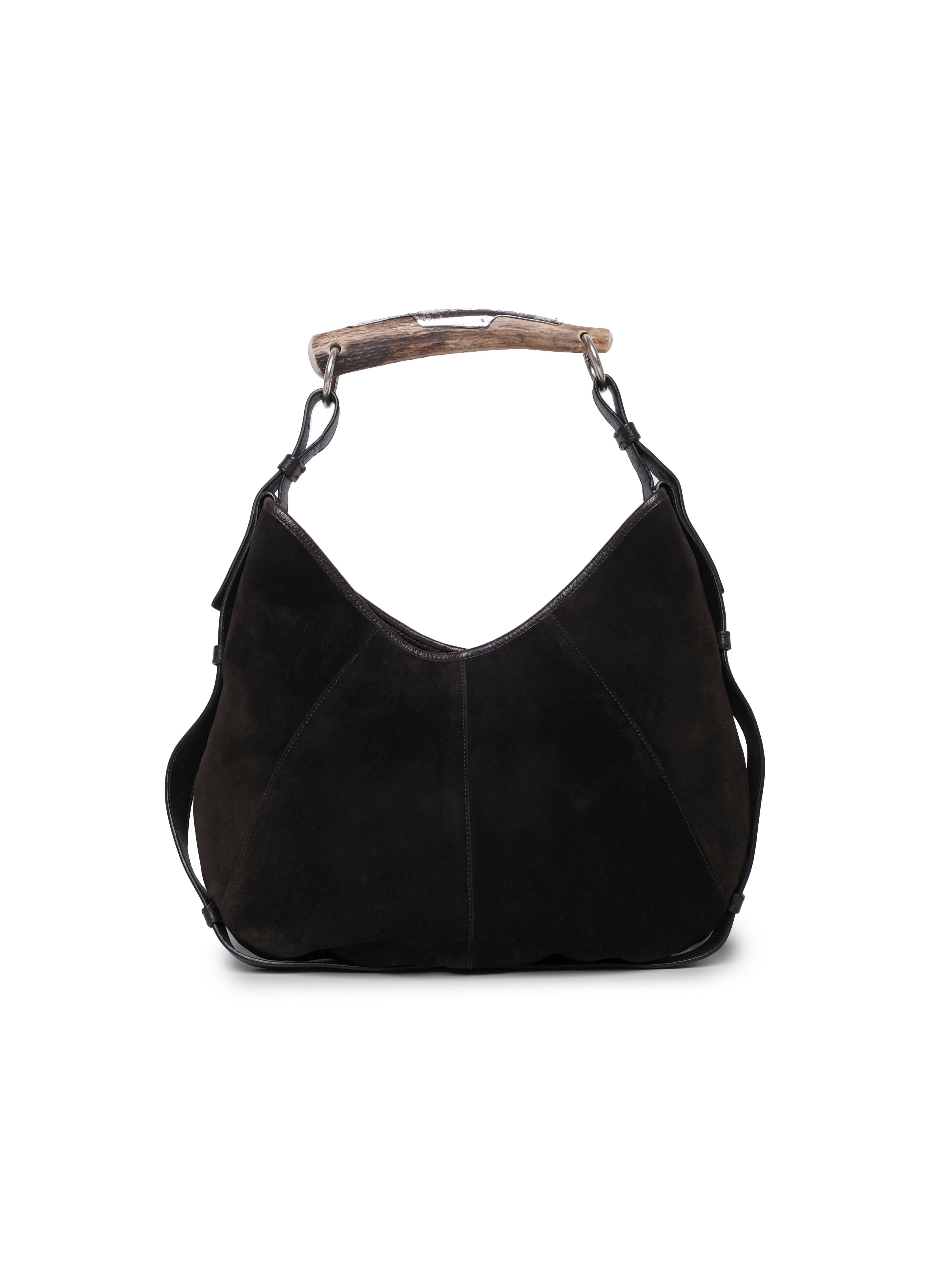 YVES SAINT LAURENT SUEDE & FUR MOMBASA HANDBAG