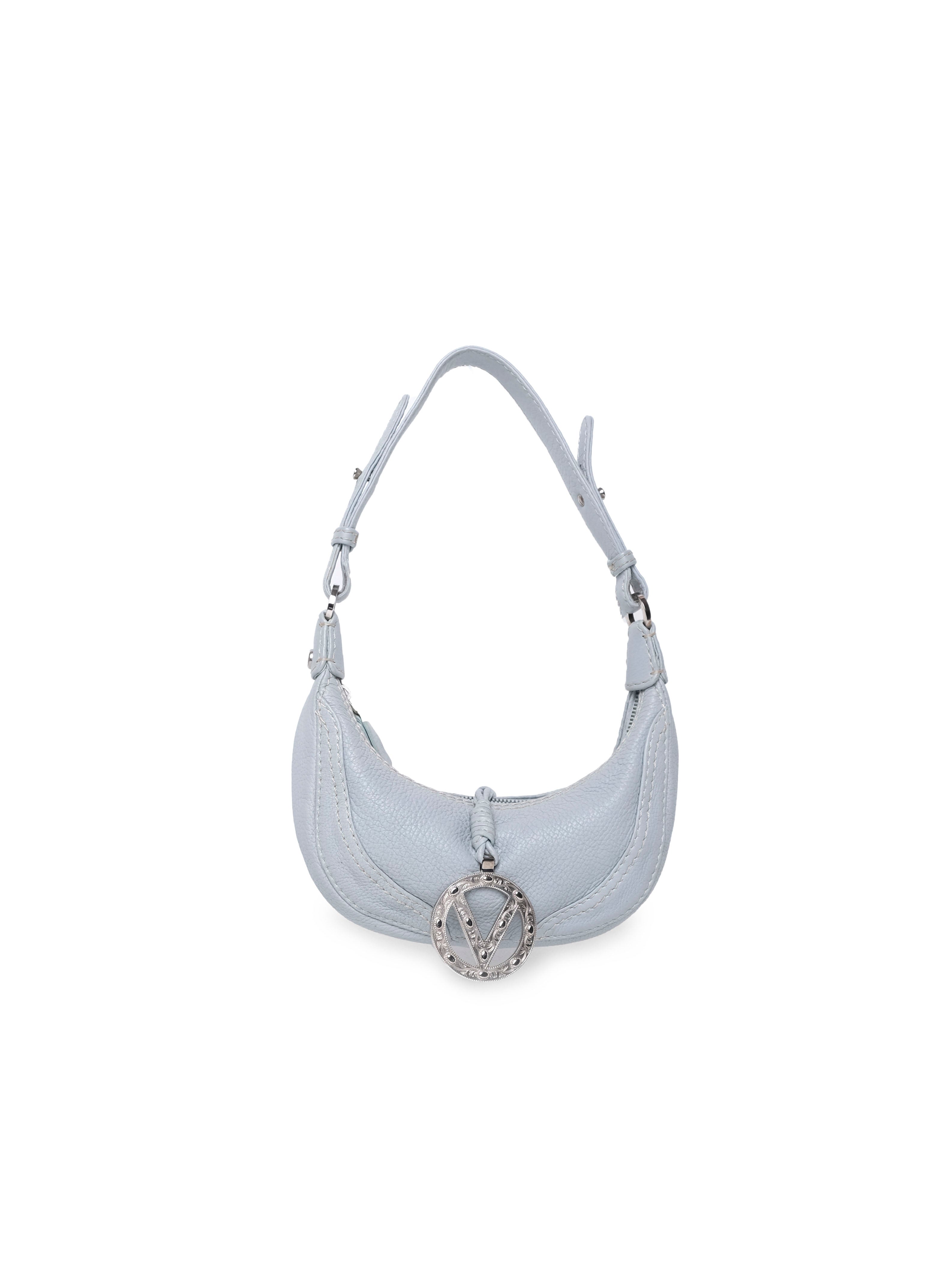 VALENTINO SILVER LOGO CHARM HALF MOON BAG
