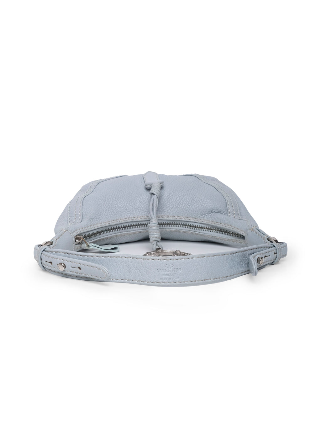 VALENTINO SILVER LOGO CHARM HALF MOON BAG
