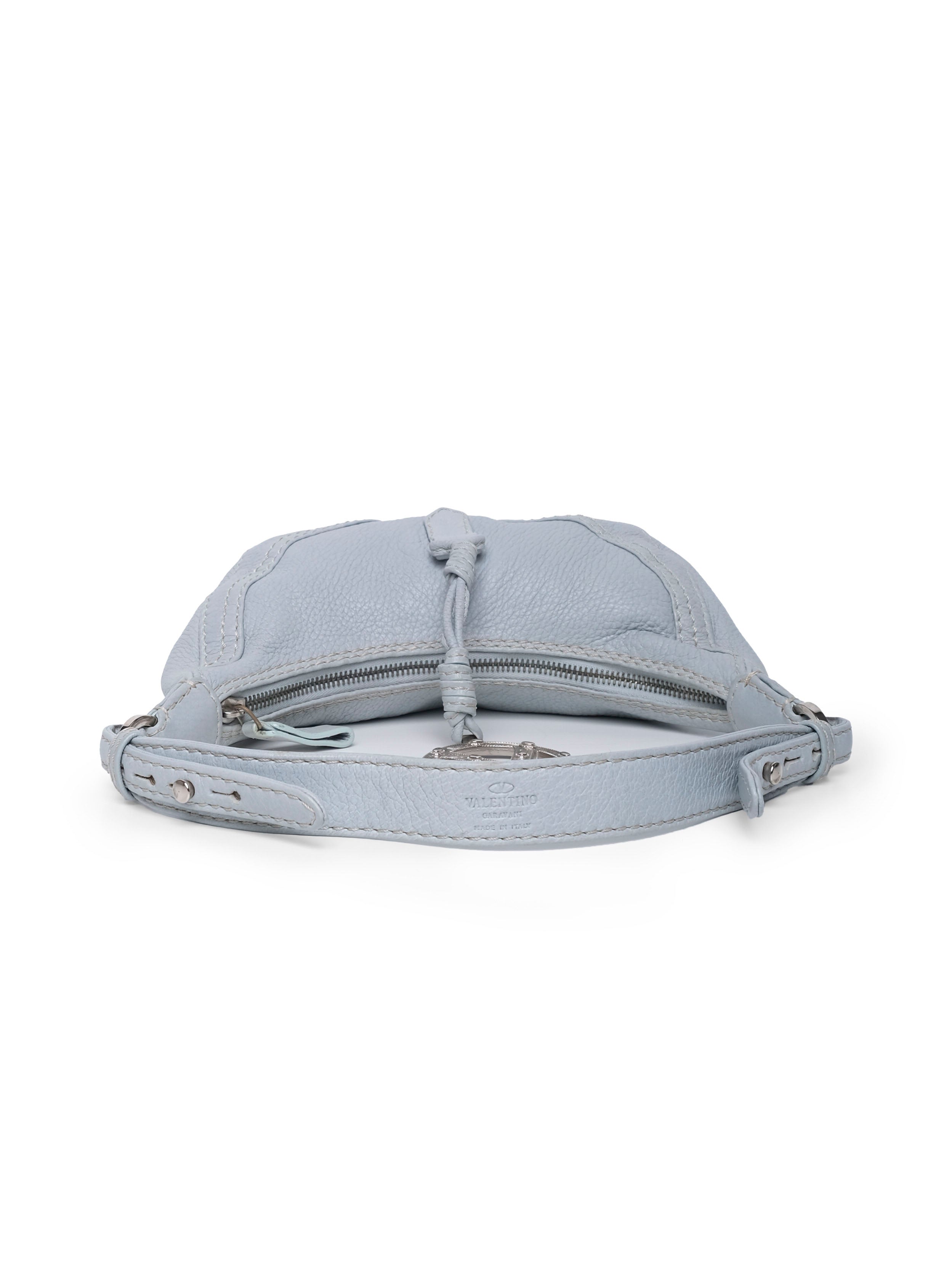 VALENTINO SILVER LOGO CHARM HALF MOON BAG