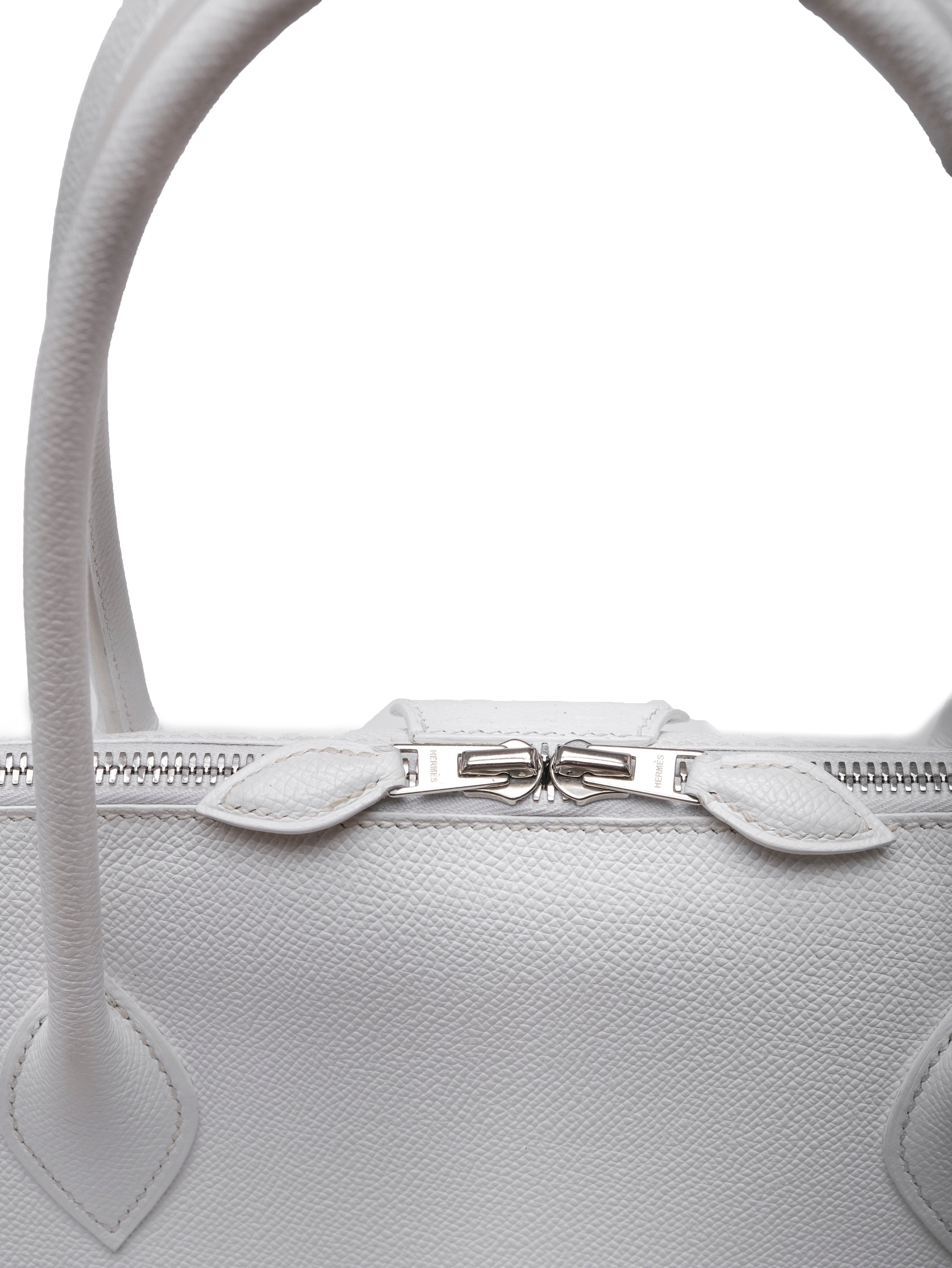 HERMÈS WHITE EPSOM PARIS BOMBAY BAG