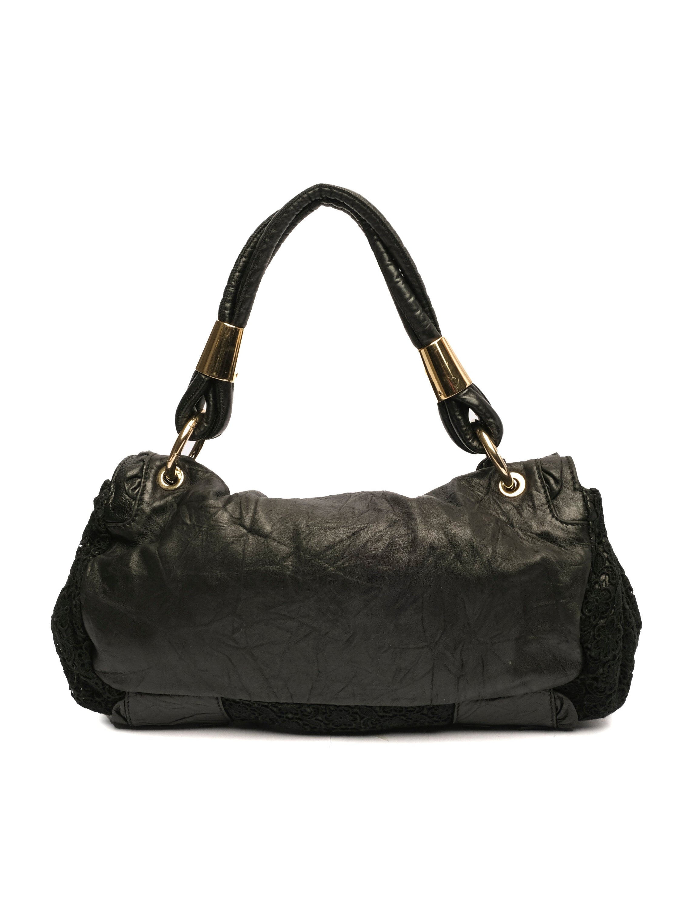 DOLCE & GABBANA TRIMMED LACE SHOULDER BAG