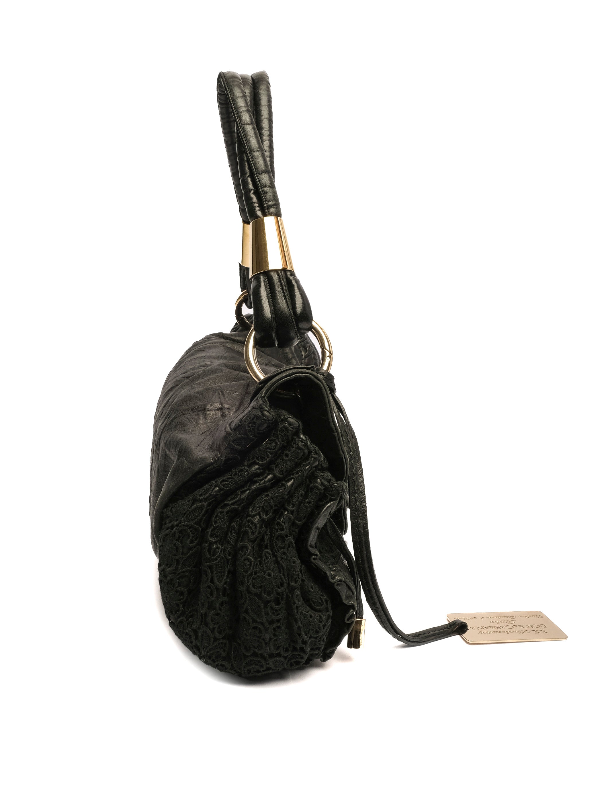 DOLCE & GABBANA TRIMMED LACE SHOULDER BAG