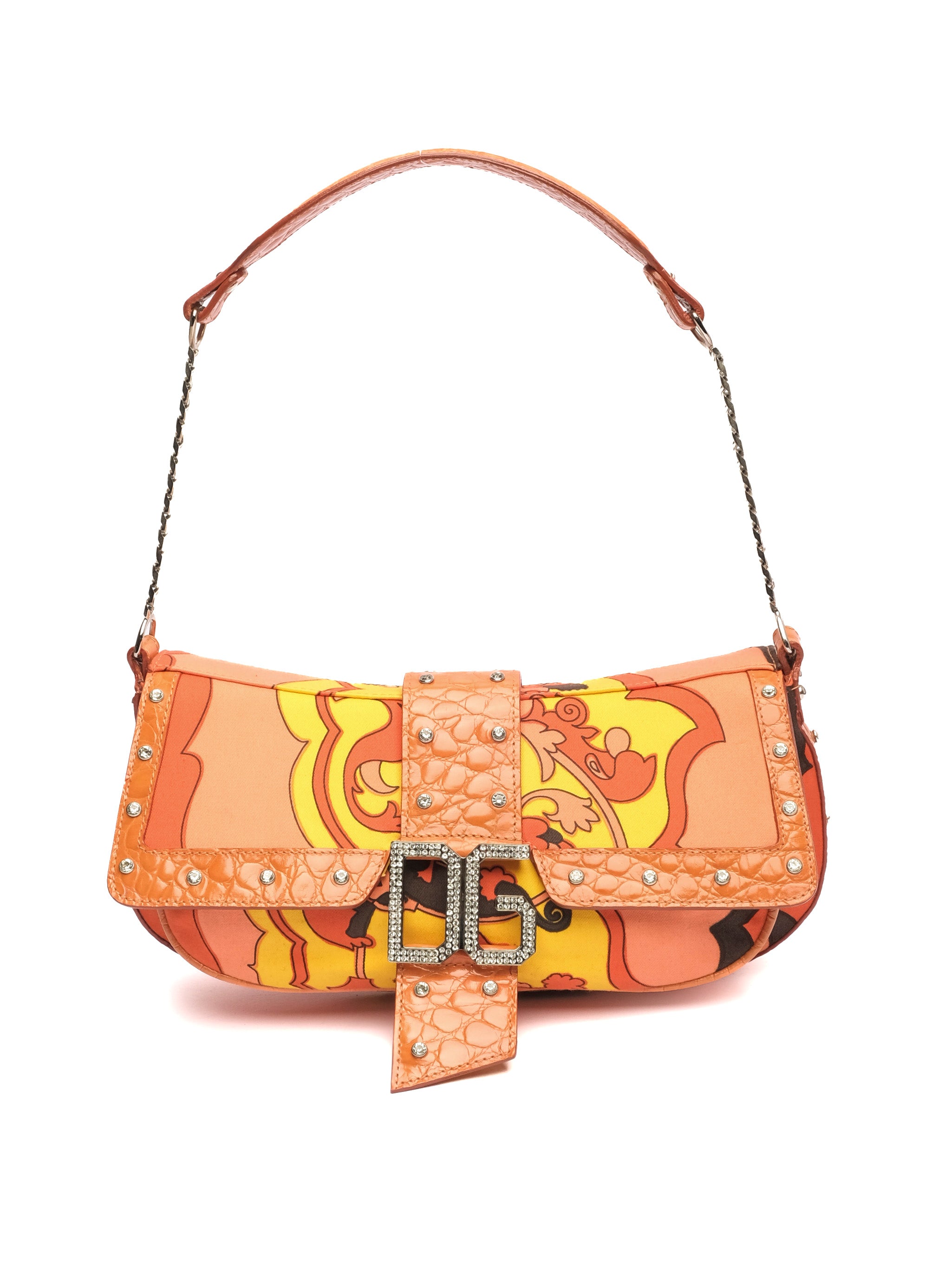 DOLCE & GABBANA MAIOLIC PRINT CROCODILE LEATHER BAG