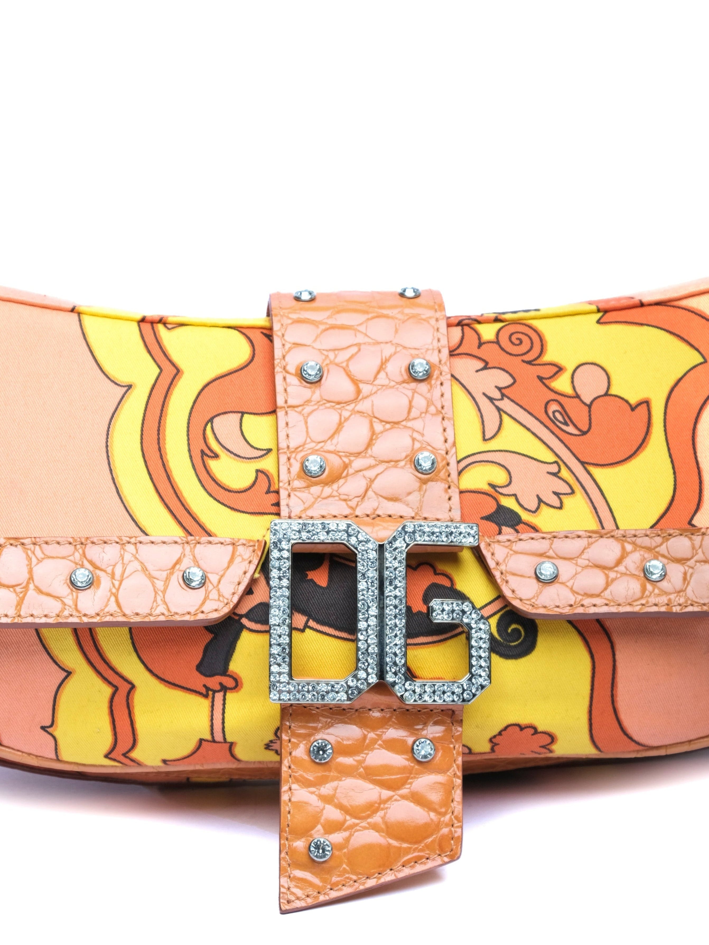 DOLCE & GABBANA MAIOLIC PRINT CROCODILE LEATHER BAG