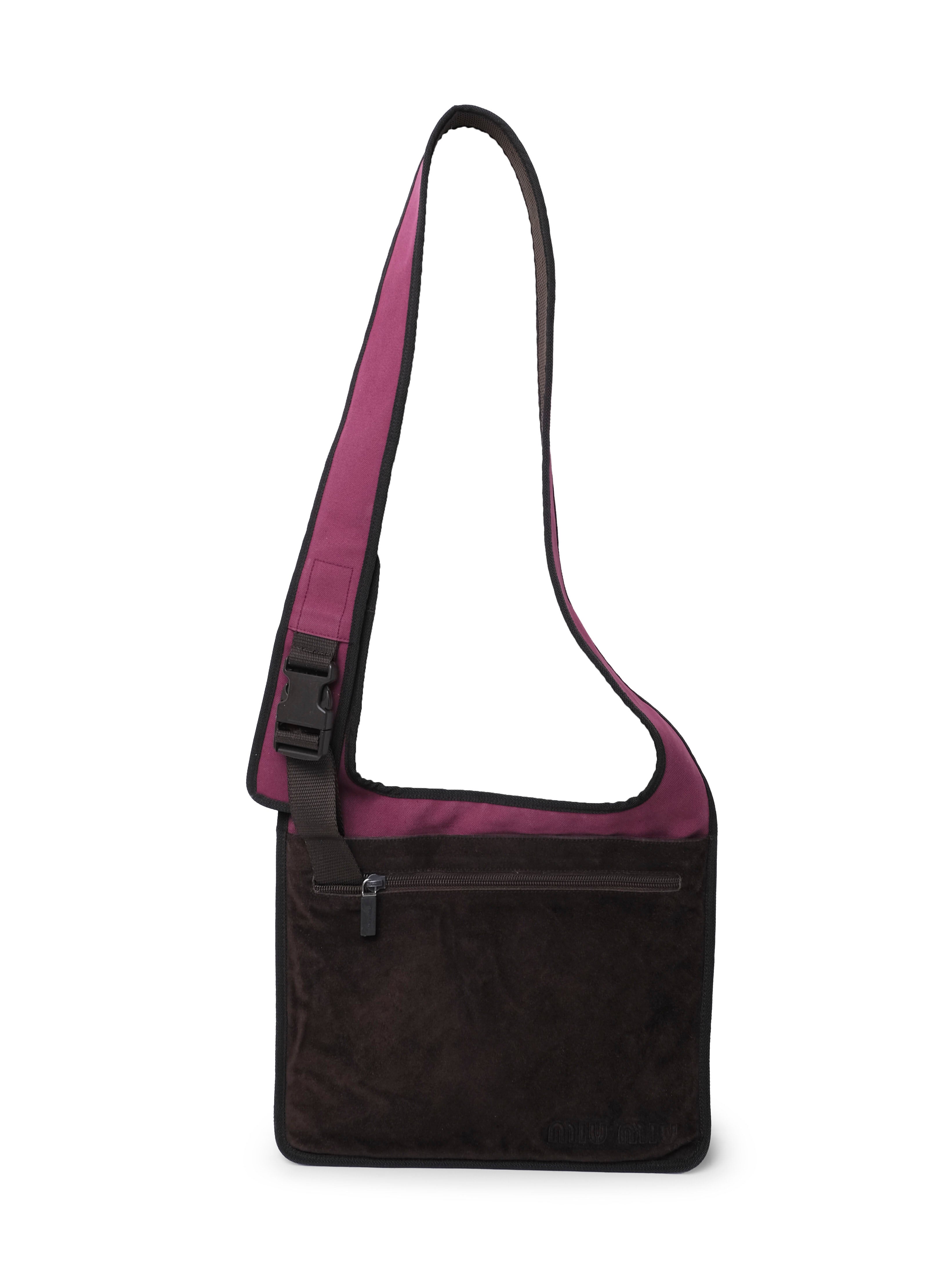 MIU MIU BROWN SUEDE AND PINK CROSSBODY BUCKLE BAG
