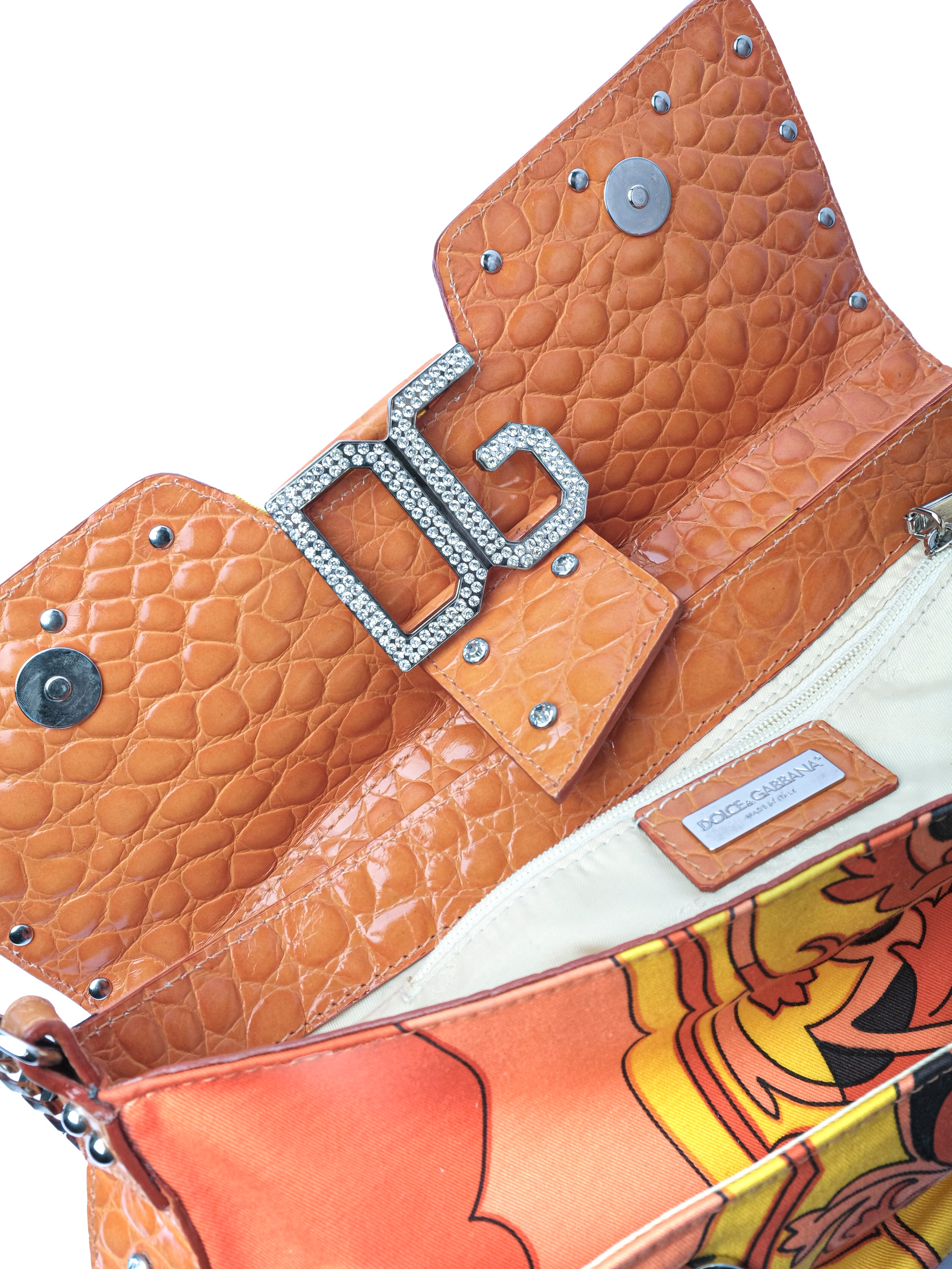 DOLCE & GABBANA MAIOLIC PRINT CROCODILE LEATHER BAG