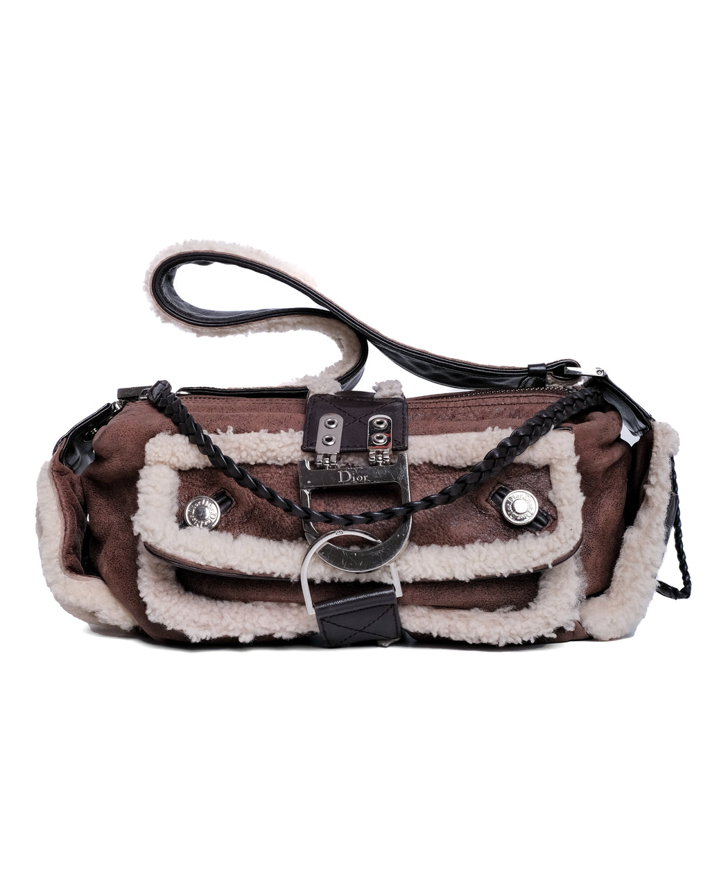 CHRISTIAN DIOR SHEARLING FLIGHT BAG