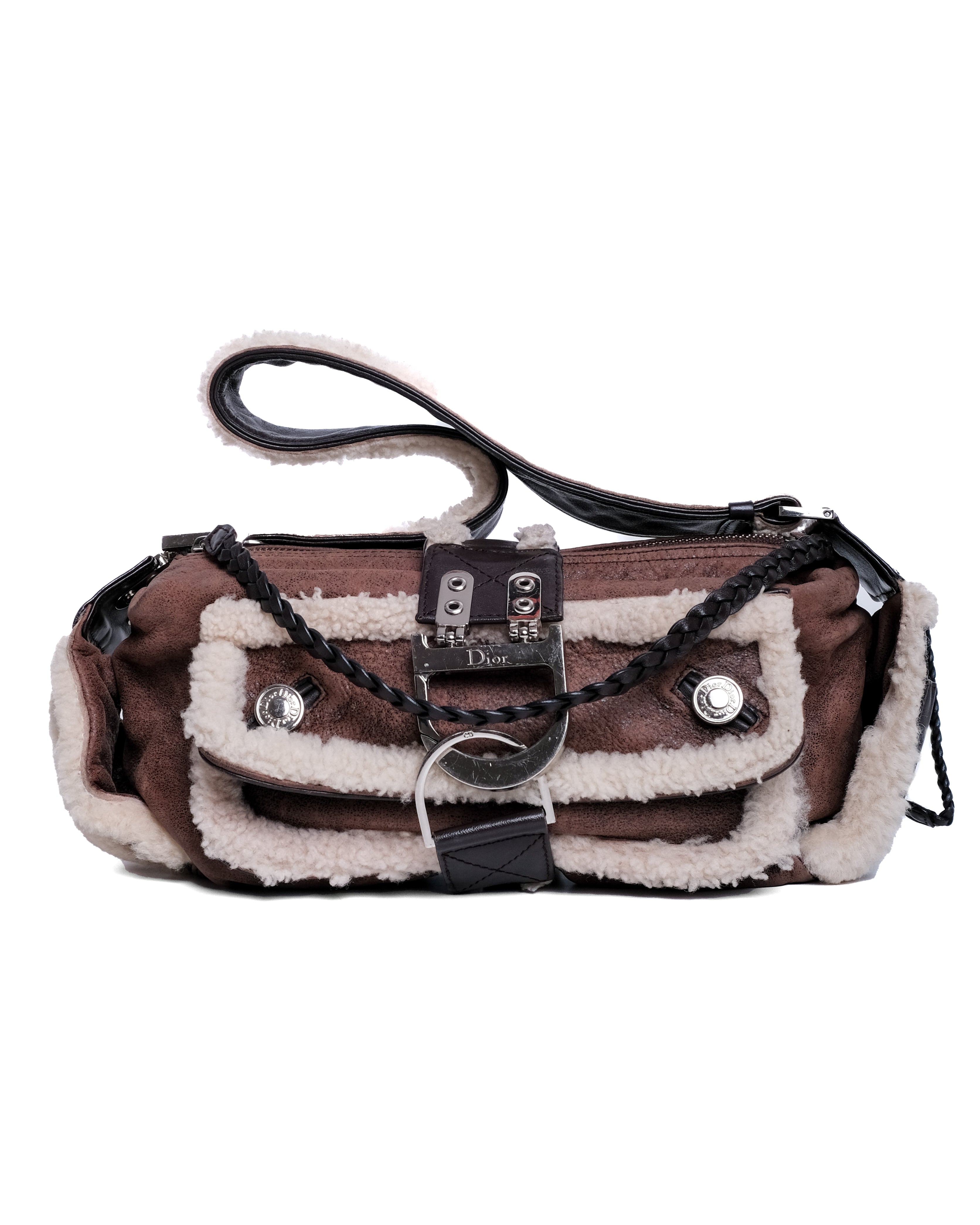 CHRISTIAN DIOR SHEARLING FLIGHT BAG