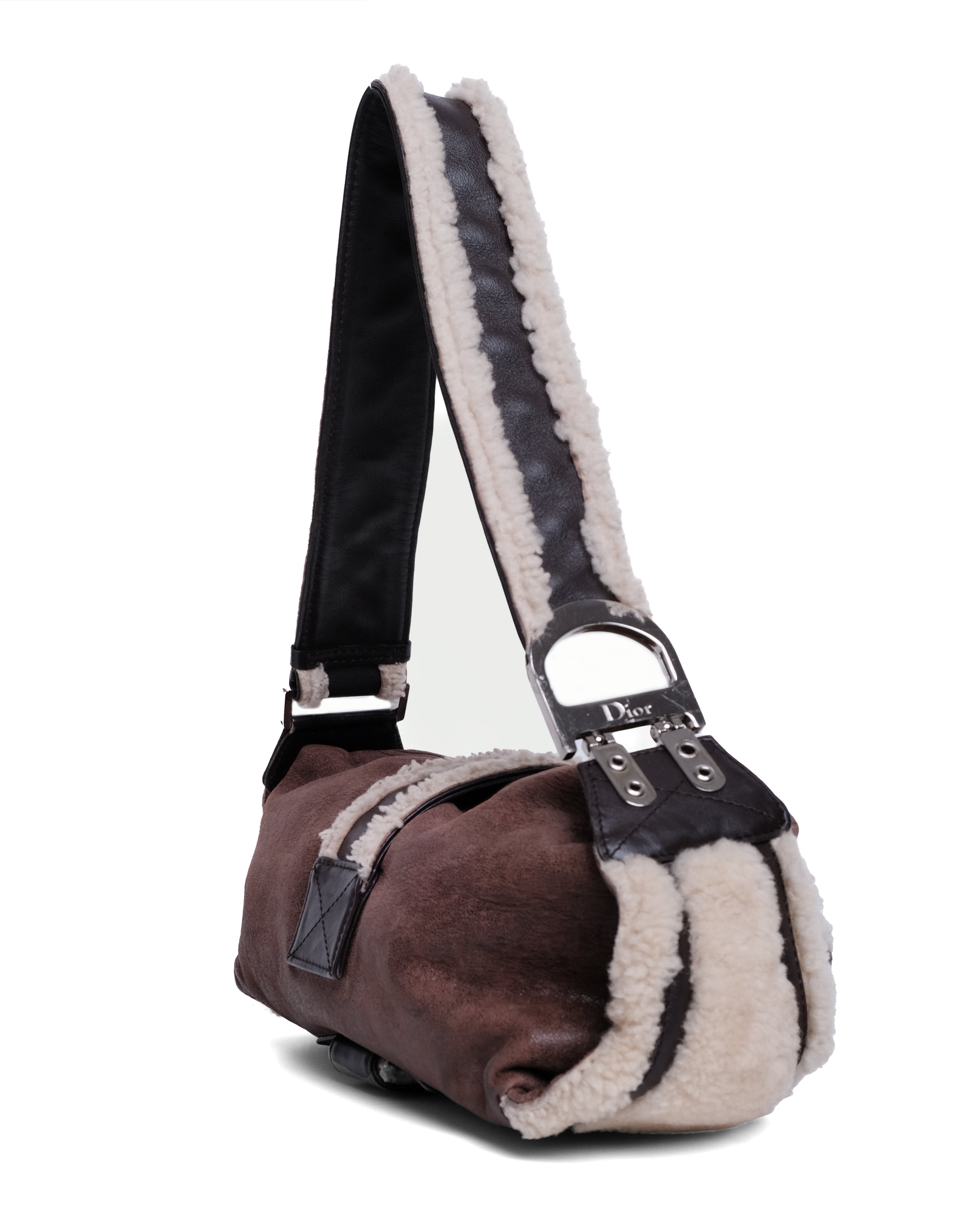 CHRISTIAN DIOR SHEARLING FLIGHT BAG