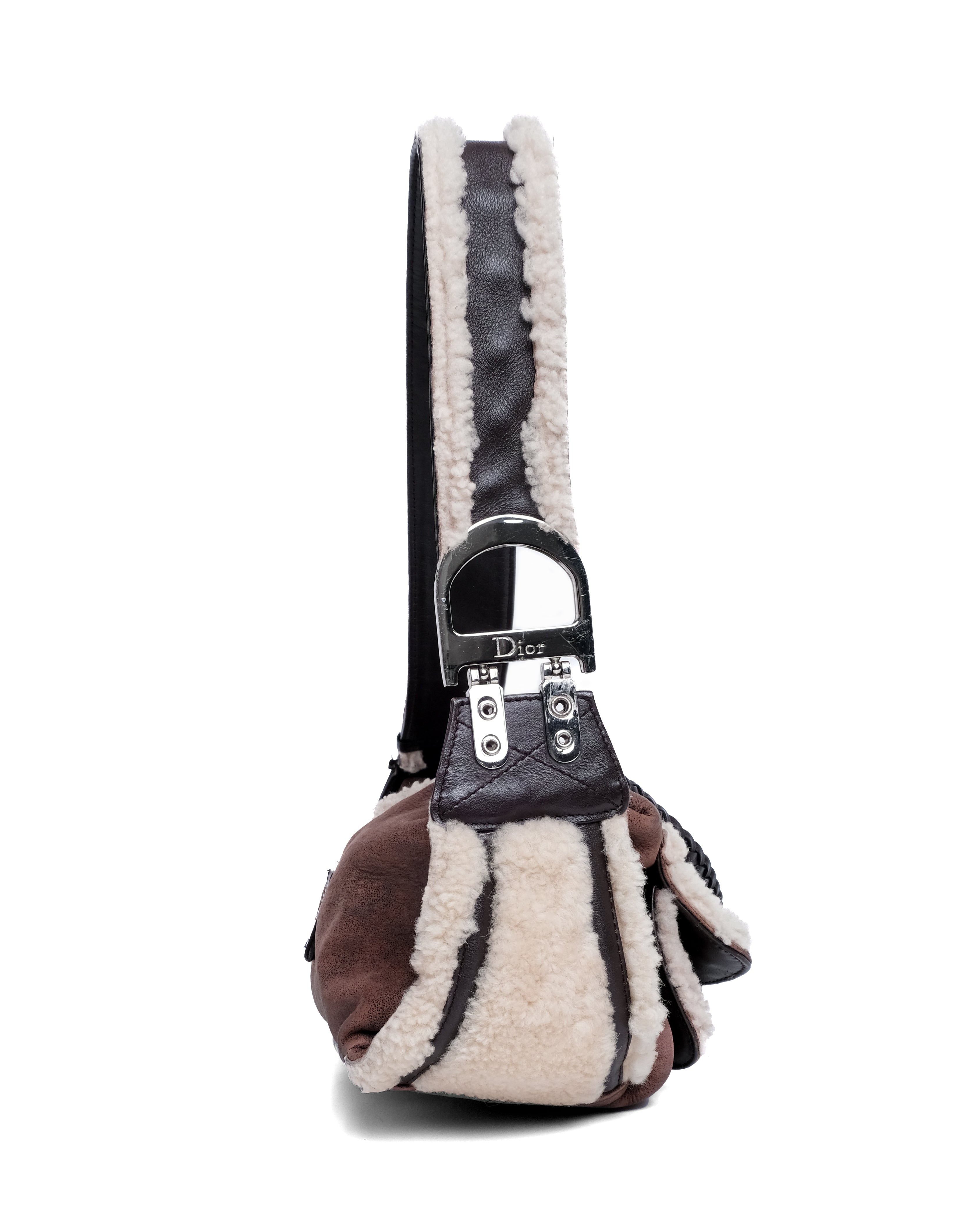 CHRISTIAN DIOR SHEARLING FLIGHT BAG