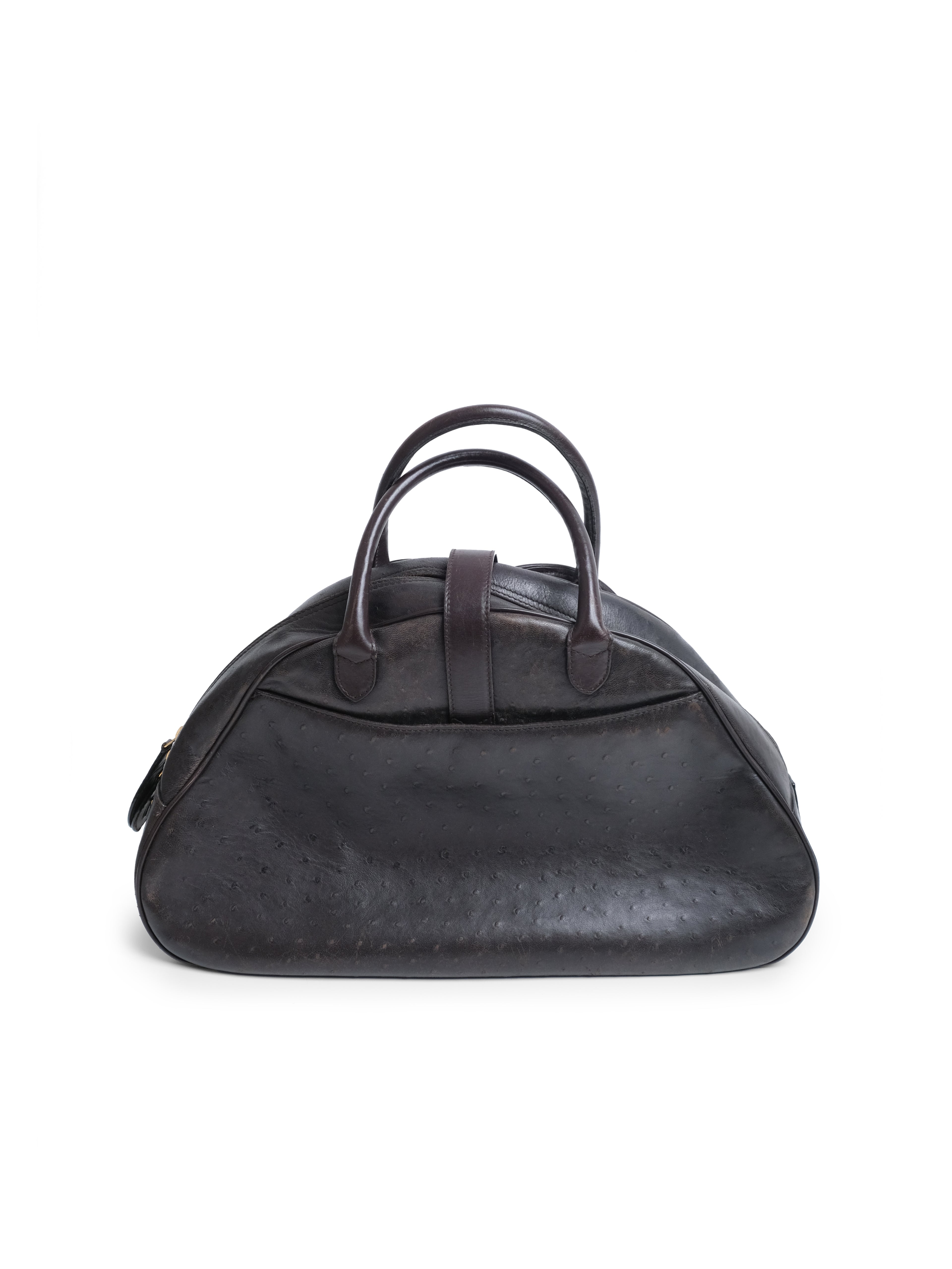 CHRISTIAN DIOR OSTRICH DOUBLE SADDLE BOWLER